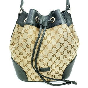 Gucci GG Bucket Drawstring Bag Gold GG Pattern